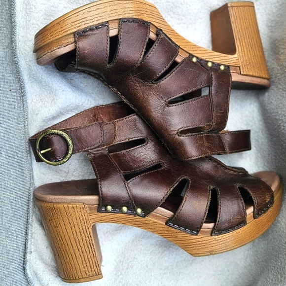 Women's Dansko Demetra Slingback Brown Leather Heels Cut Out 39 Arch Support - Picture 7 of 8